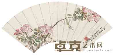 容祖椿 花卉 扇面 19×51cm